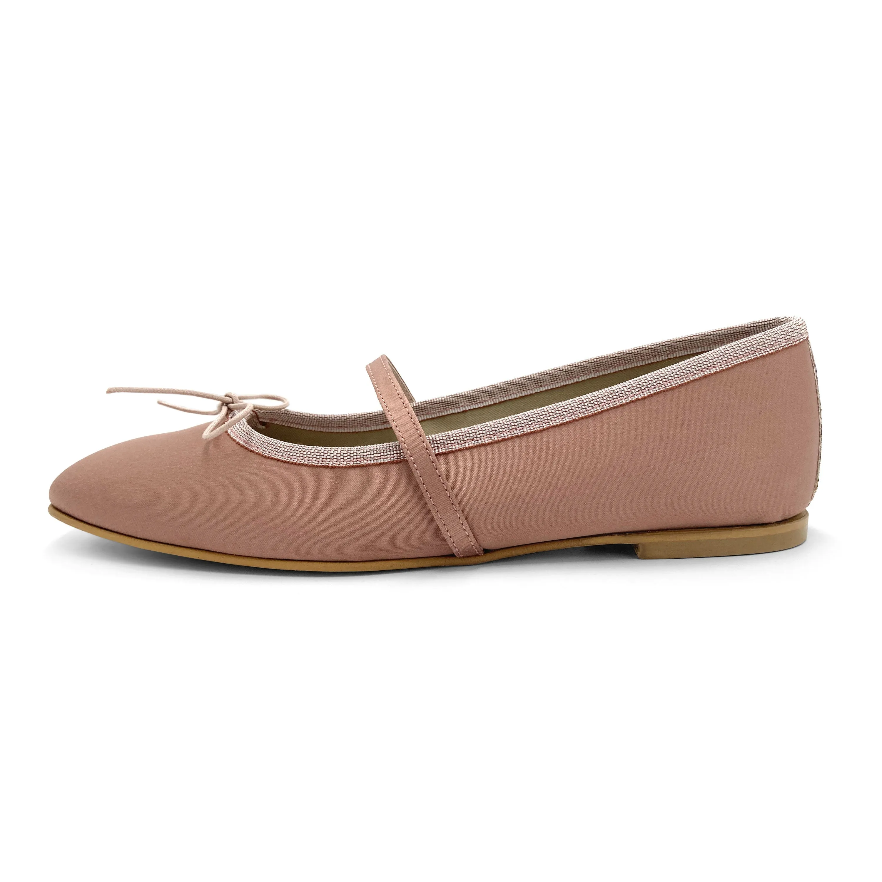 TT GO GREEN Collection - Antique Pink Satin Mary Jane Ballet Flats in ECO Fabric