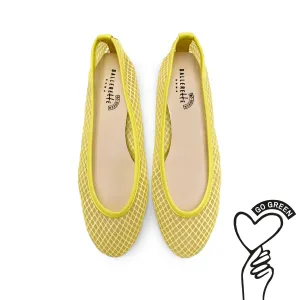 TT GO GREEN Collection - Yellow Transparent Mesh Ballet Flats in ECO Recycled Fabric