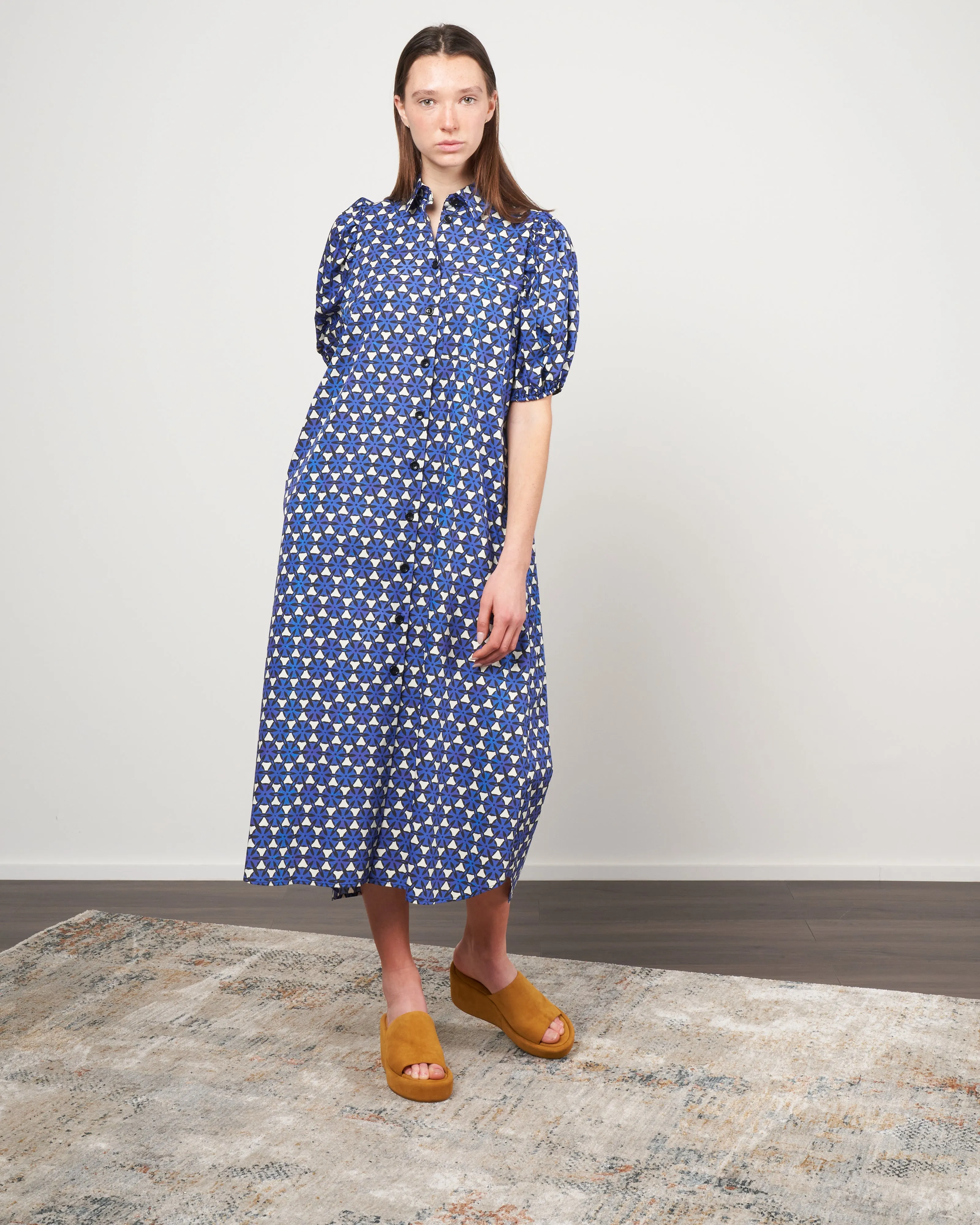 tulip dress - royal blue print