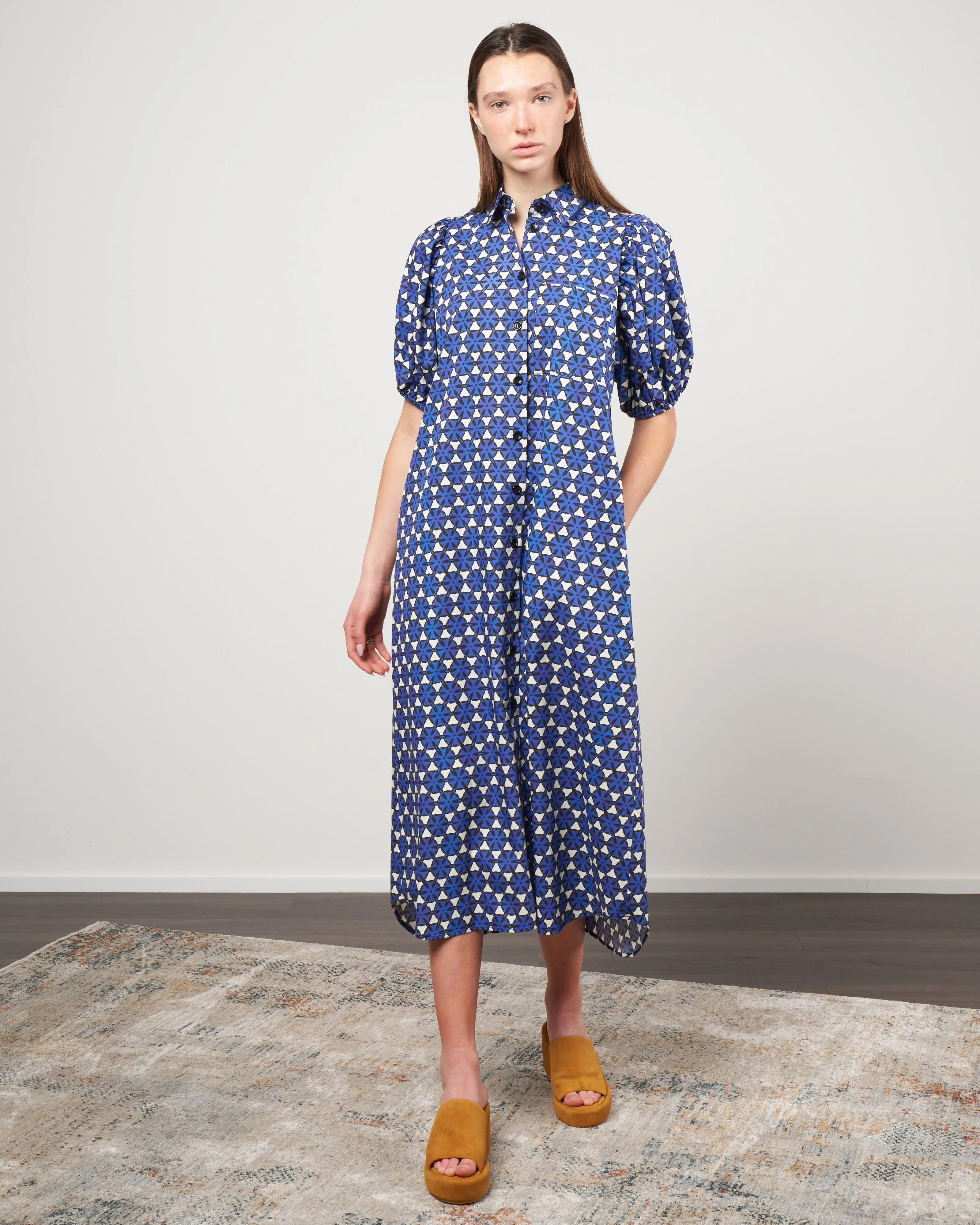 tulip dress - royal blue print