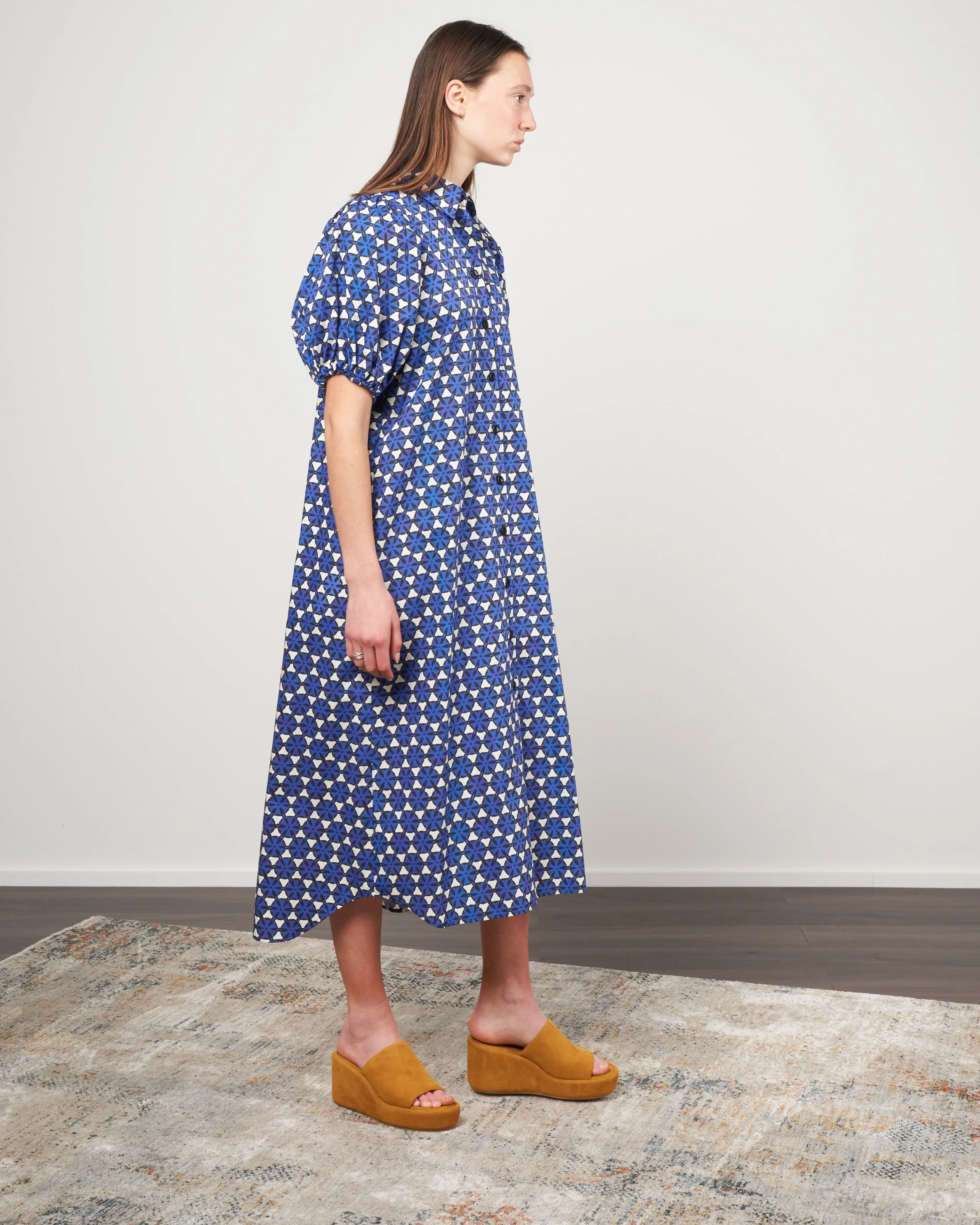 tulip dress - royal blue print