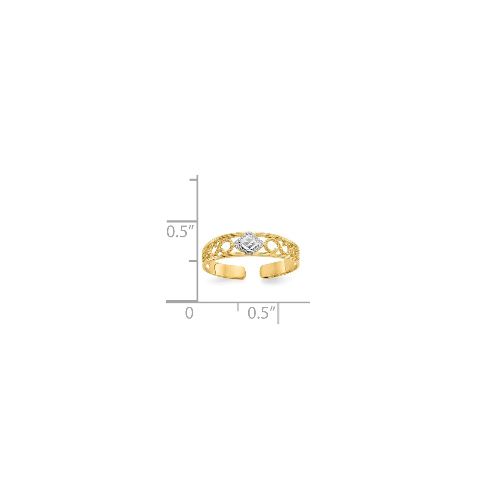 Two Tone Toe Ring (14K)