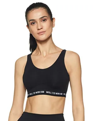 Van Heusen Antibacterial Wireless Non Padded Slip on Sports Bra (44006_BLACK_M)