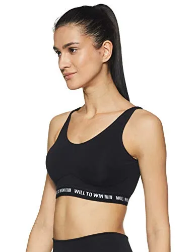 Van Heusen Antibacterial Wireless Non Padded Slip on Sports Bra (44006_BLACK_M)