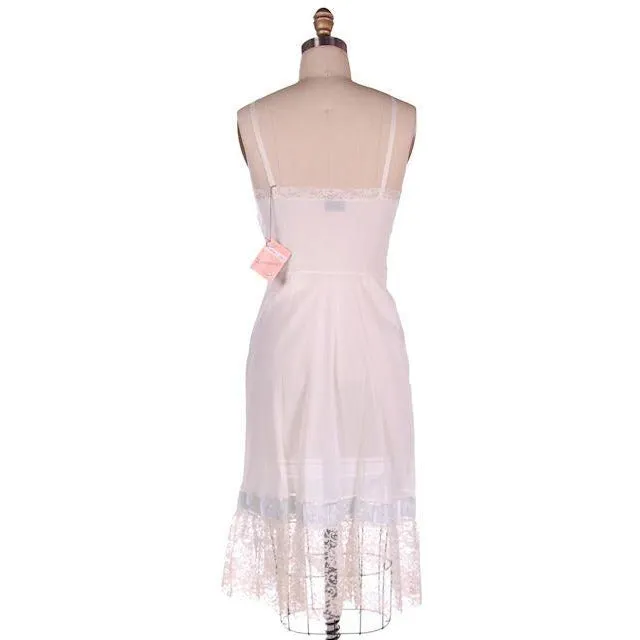 Vintage Aristocraft White Opaque Nylon Full Slip NOS 1950s Lace Hem Size 34