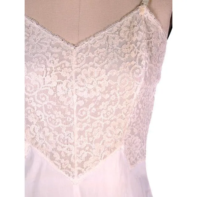 Vintage Aristocraft White Opaque Nylon Full Slip NOS 1950s Lace Hem Size 34