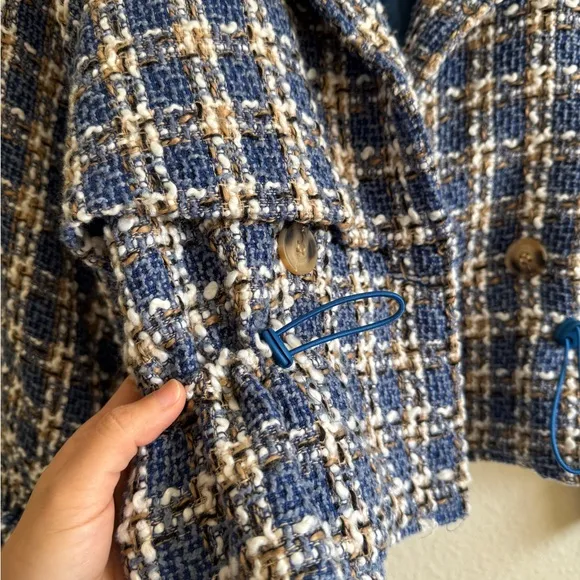 Vintage- Panluoxi Blue and White Women's Jacket - Size M