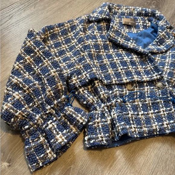 Vintage- Panluoxi Blue and White Women's Jacket - Size M