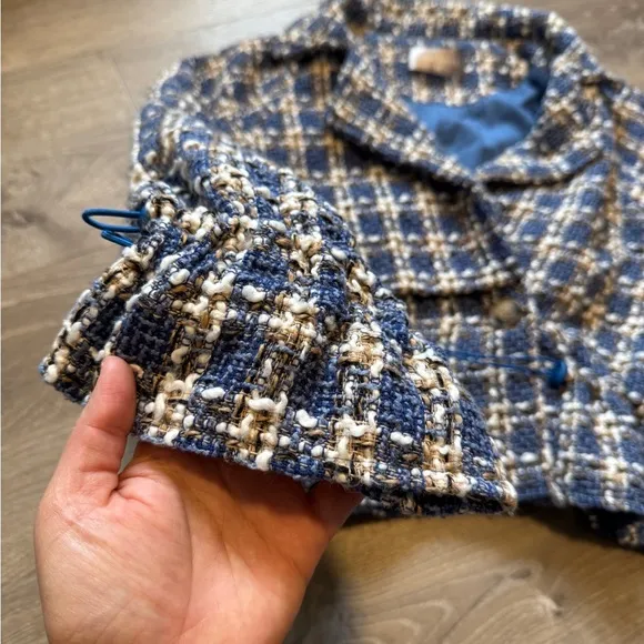 Vintage- Panluoxi Blue and White Women's Jacket - Size M