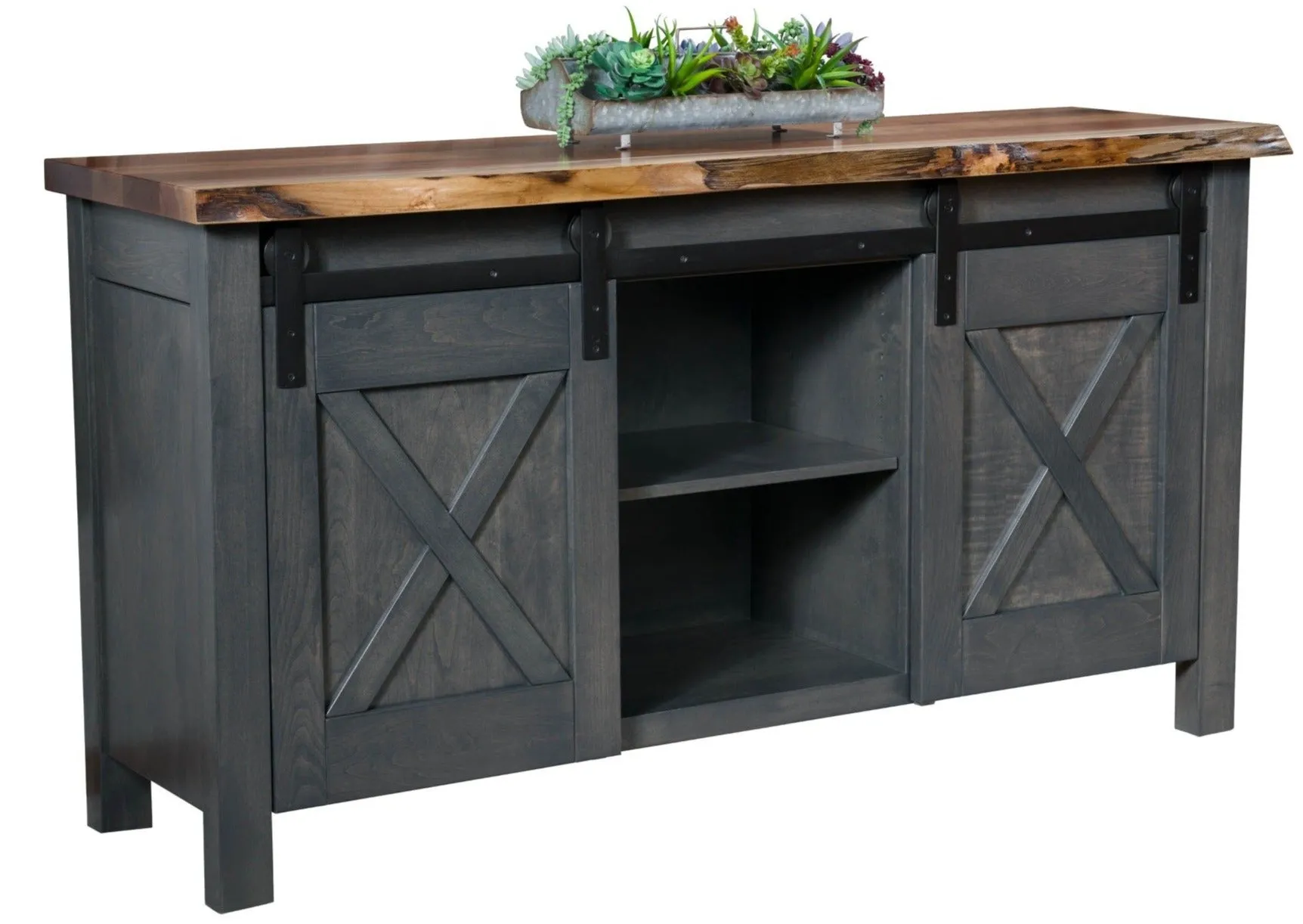 Westland - Amish Barn Door Sideboard w/ Live Edge or Barn Wood Top (Quick-Ship)