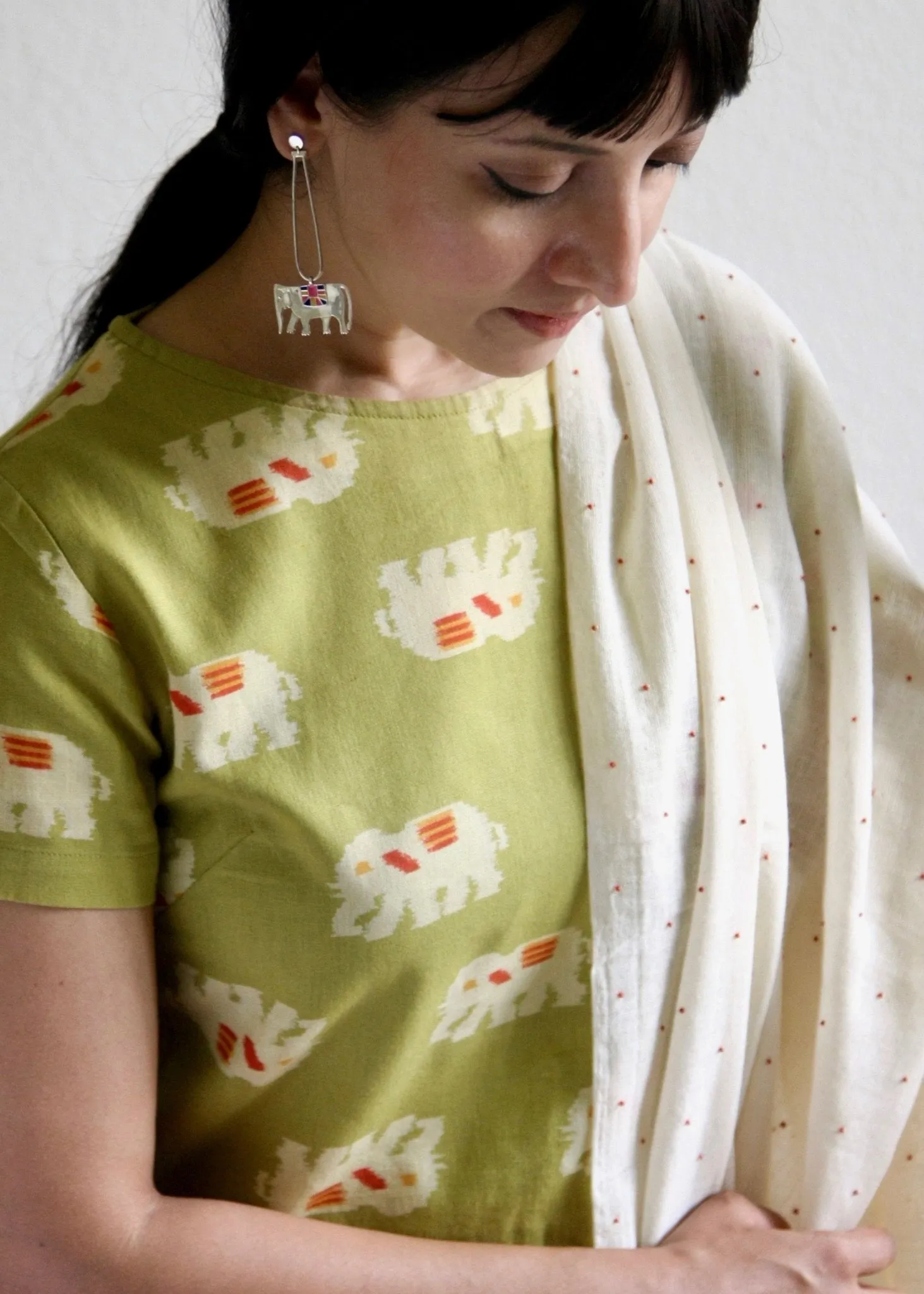 Whimsical, long dangling 'Gaja' (elephant) earrings