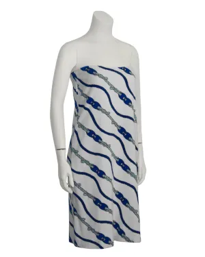 White and Blue Nautical Beach Cover-up