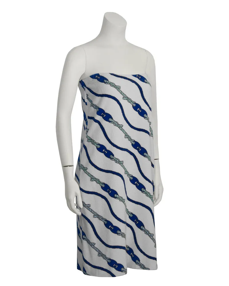 White and Blue Nautical Beach Cover-up