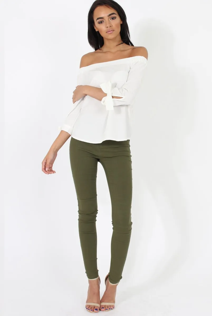 White Bardot Top - Bailey