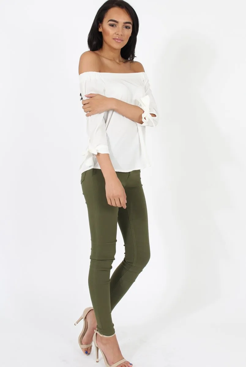 White Bardot Top - Bailey