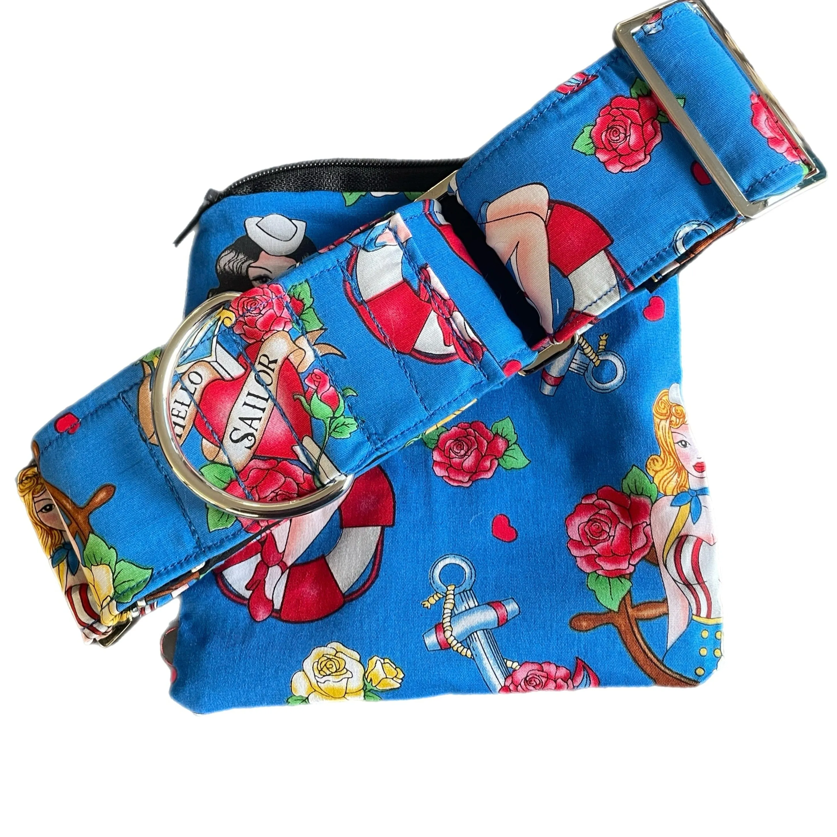Wide greyhound Martingale collar Hello Sailor 50mm width super soft