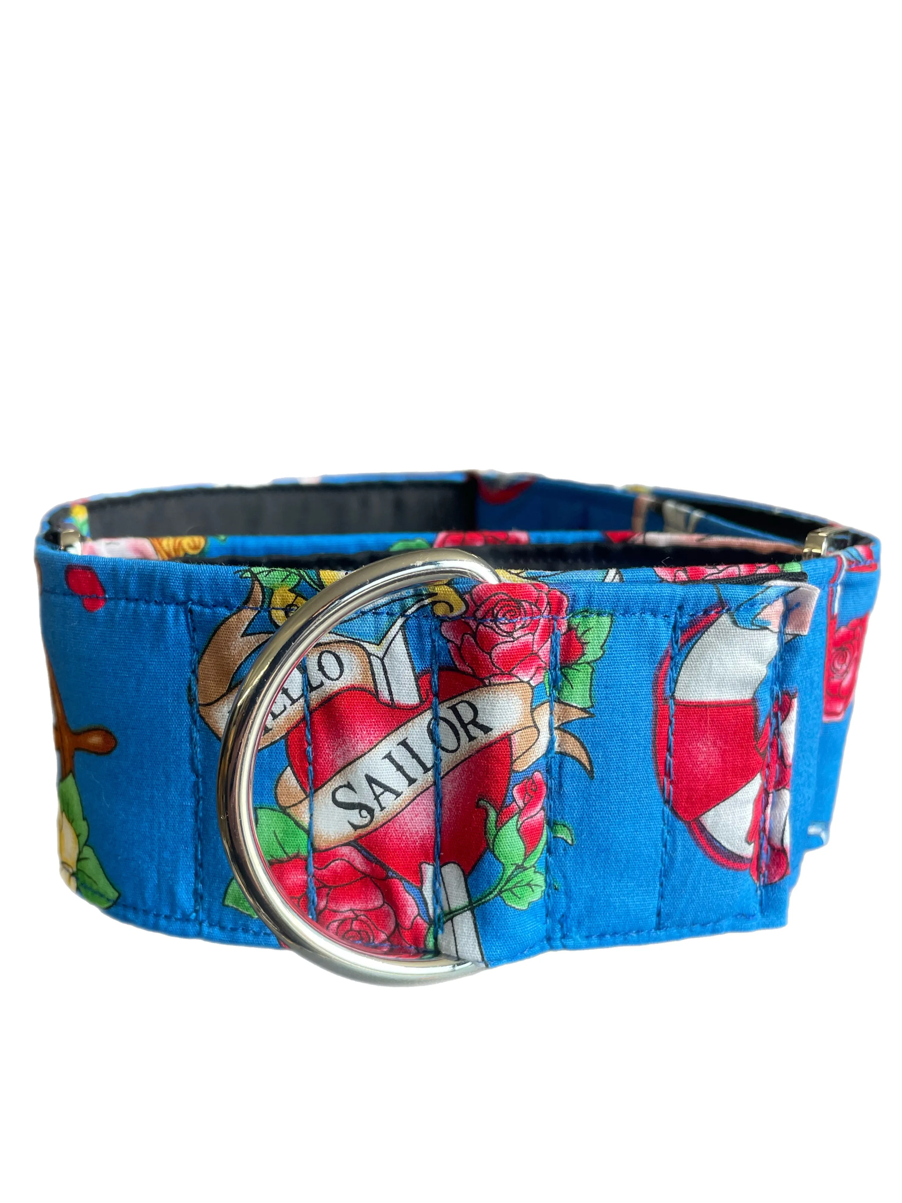 Wide greyhound Martingale collar Hello Sailor 50mm width super soft