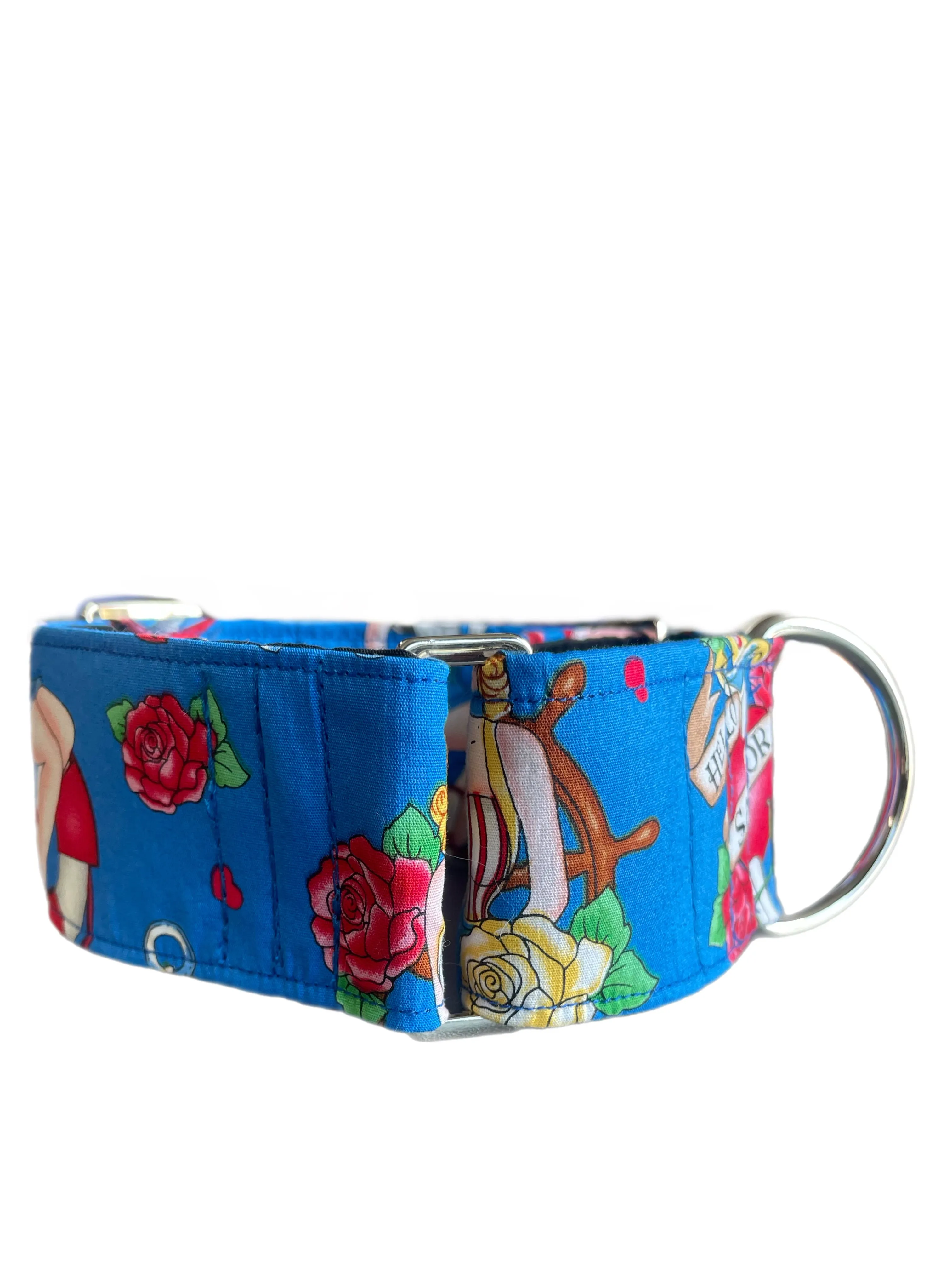 Wide greyhound Martingale collar Hello Sailor 50mm width super soft