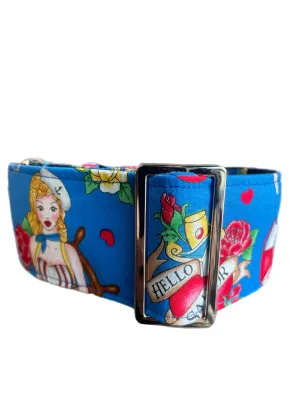Wide greyhound Martingale collar Hello Sailor 50mm width super soft