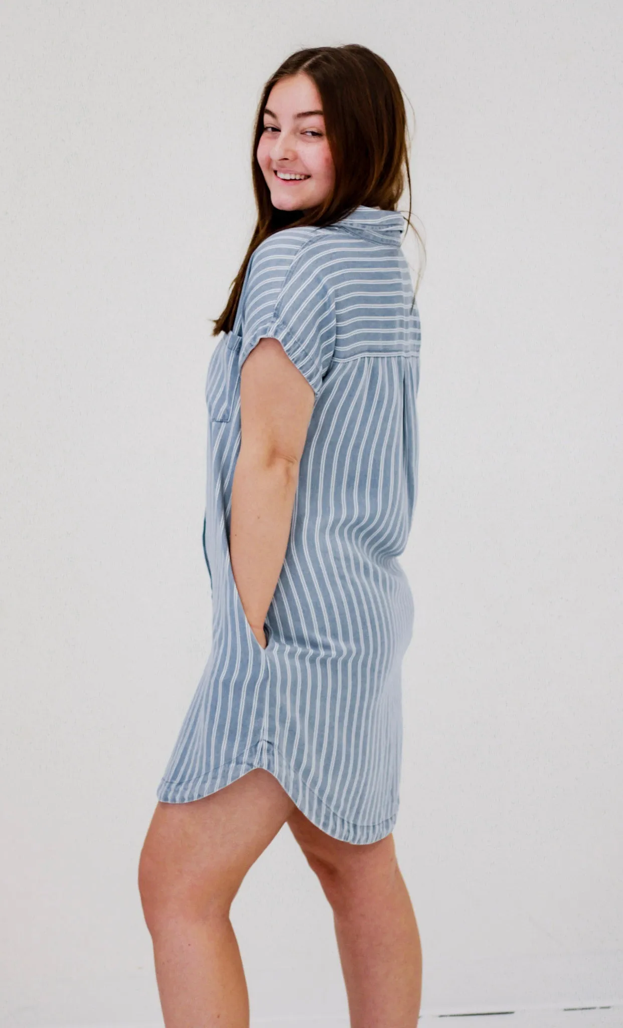 Willing to Dream Striped Denim Dress