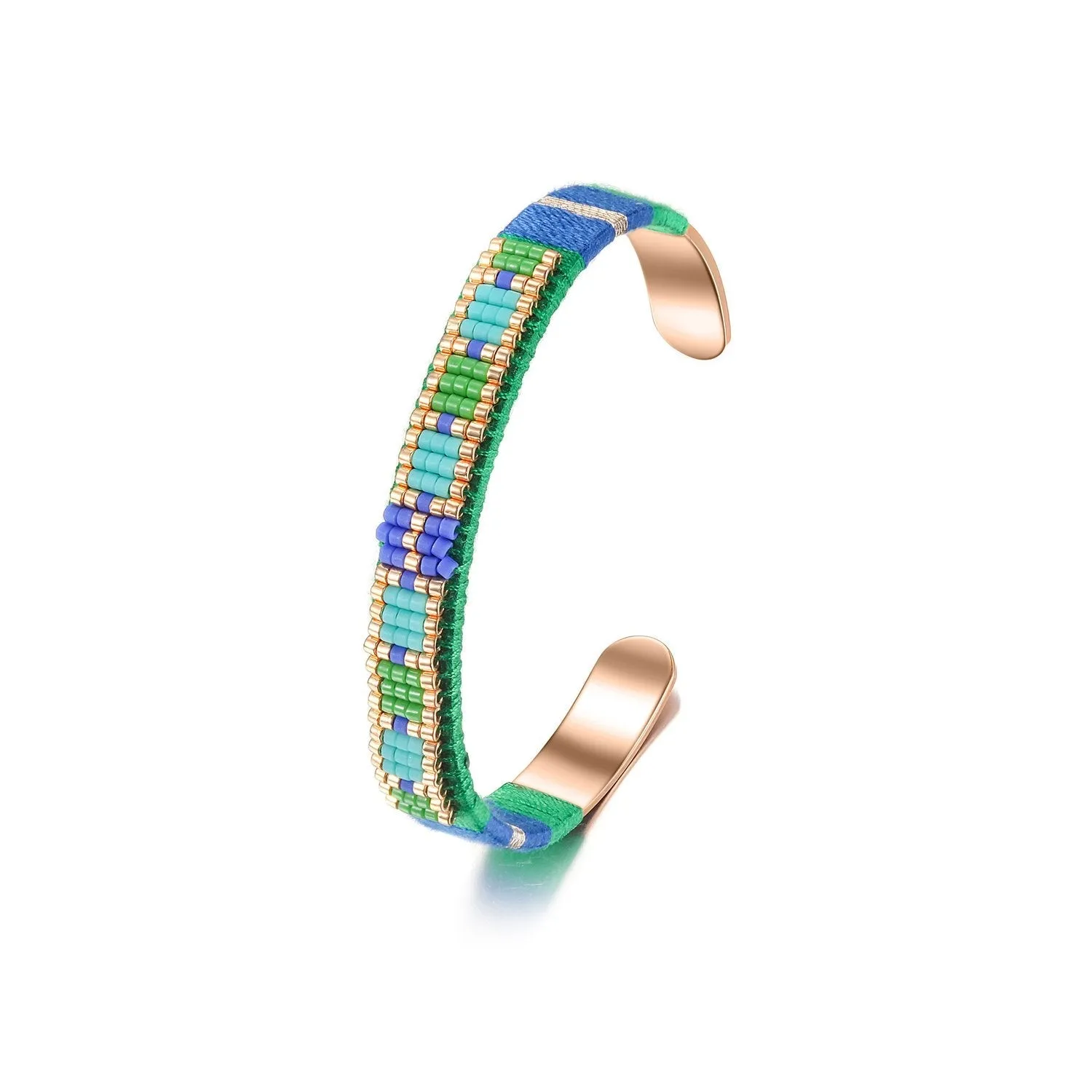 Woven Beaded Cuff Gold