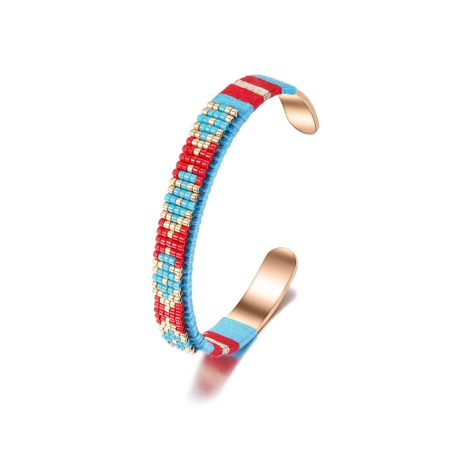 Woven Beaded Cuff Gold