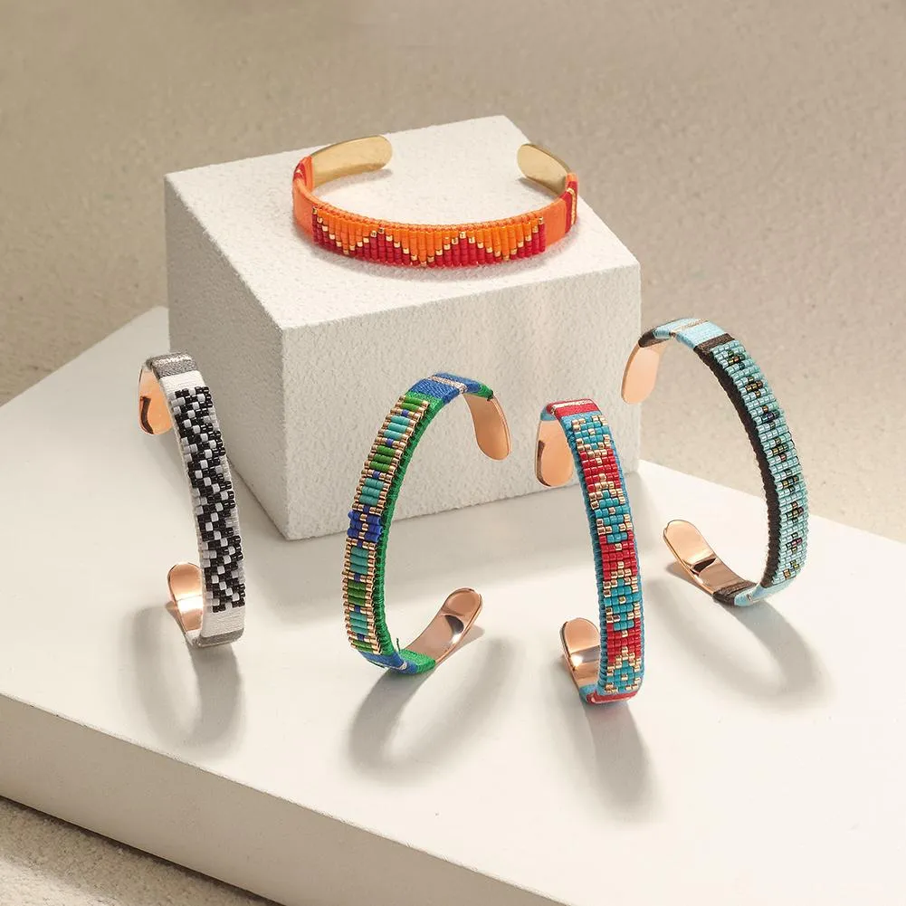 Woven Beaded Cuff Gold