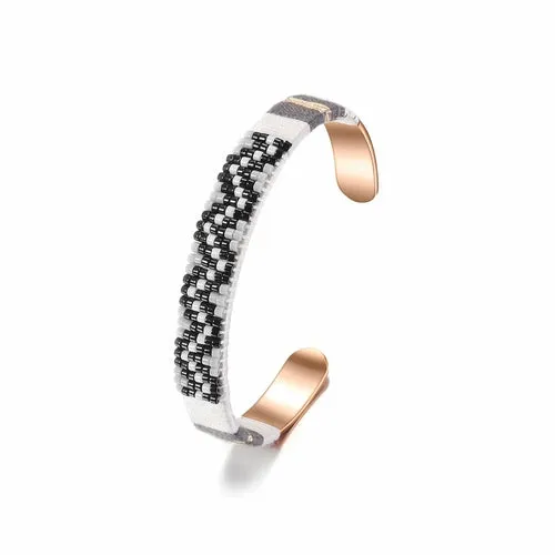 Woven Beaded Cuff Gold