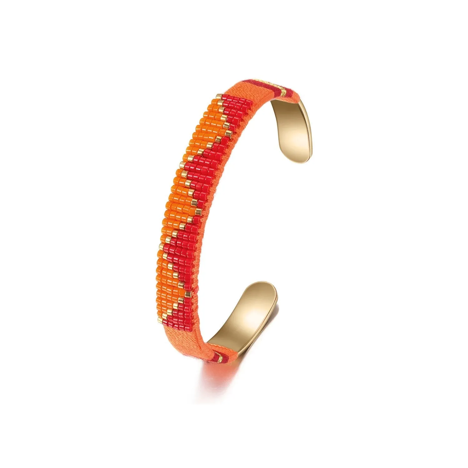 Woven Beaded Cuff Gold