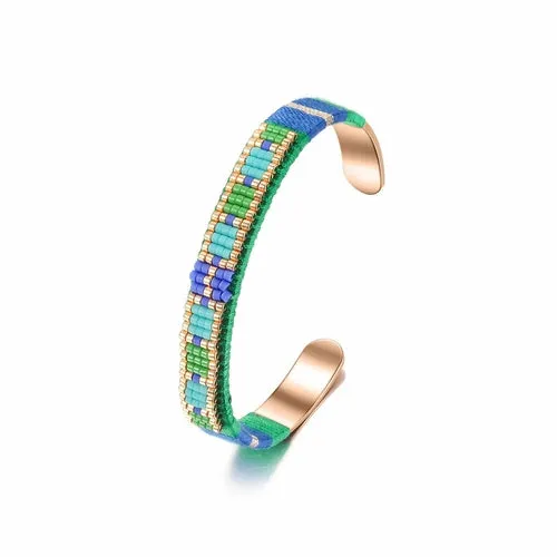 Woven Beaded Cuff Gold