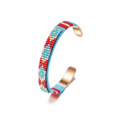 Woven Beaded Cuff Gold