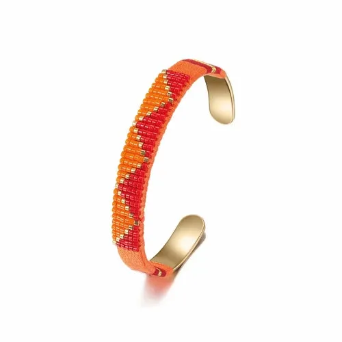 Woven Beaded Cuff Gold