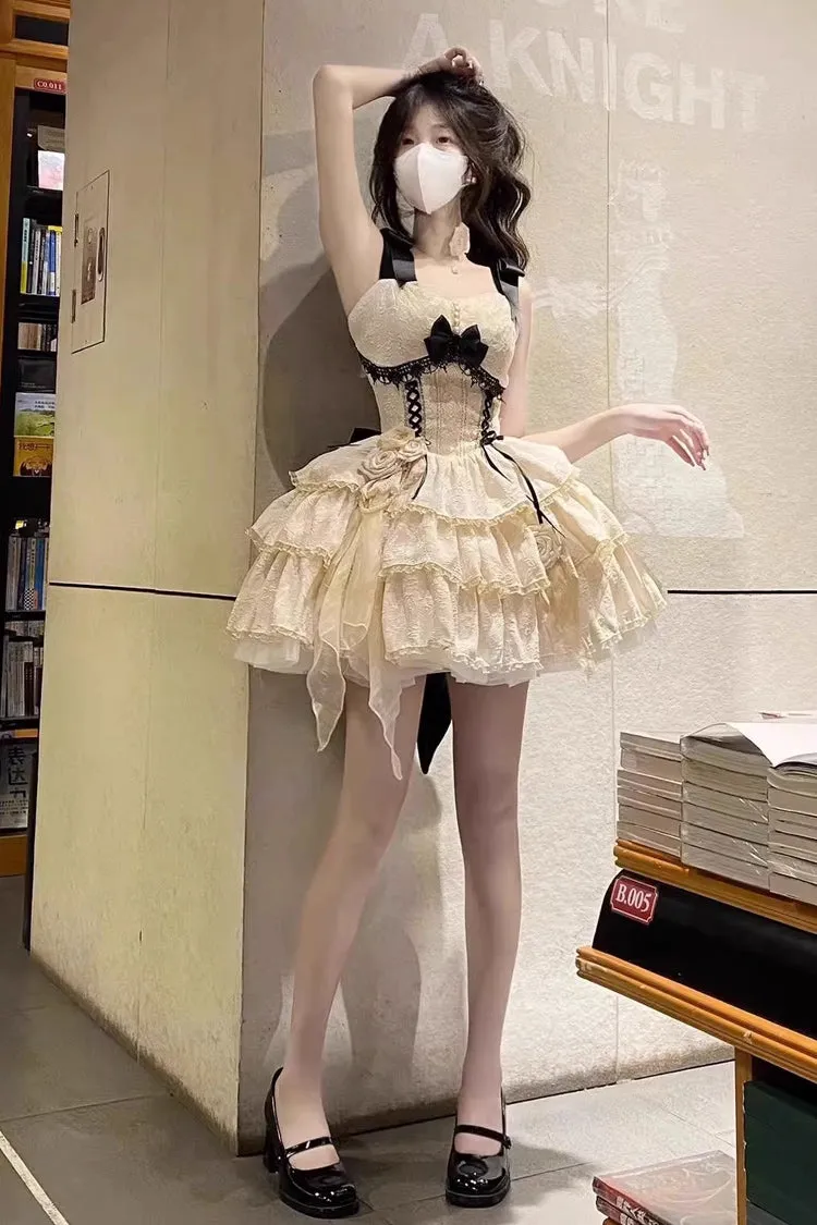 Yellow Multi-layer Ballet Bowknot Sweet Lolita Jsk Dress