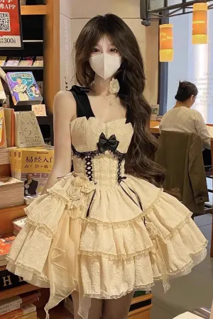 Yellow Multi-layer Ballet Bowknot Sweet Lolita Jsk Dress