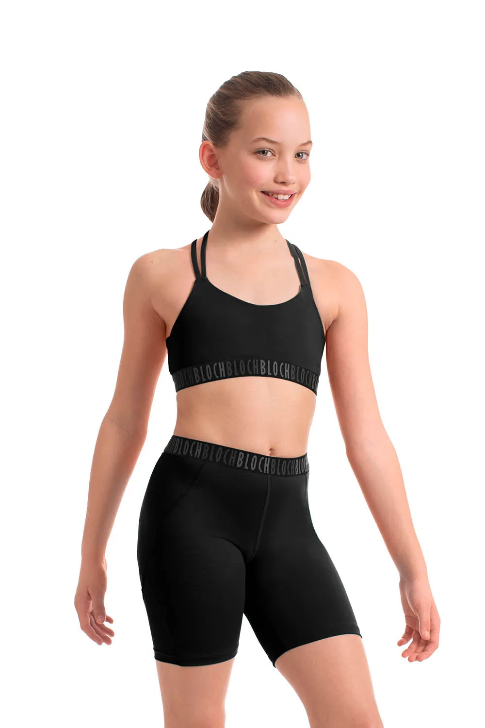 ZS55088G - Bloch Alexia Branded Elastic Girls Double Strap Crop Top