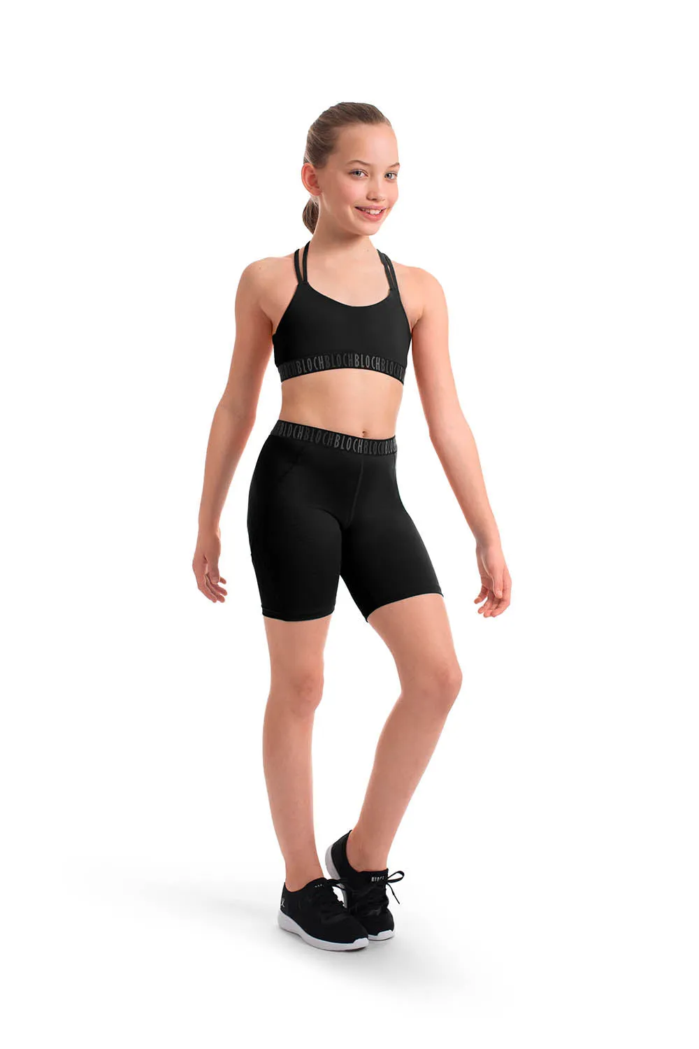 ZS55088G - Bloch Alexia Branded Elastic Girls Double Strap Crop Top
